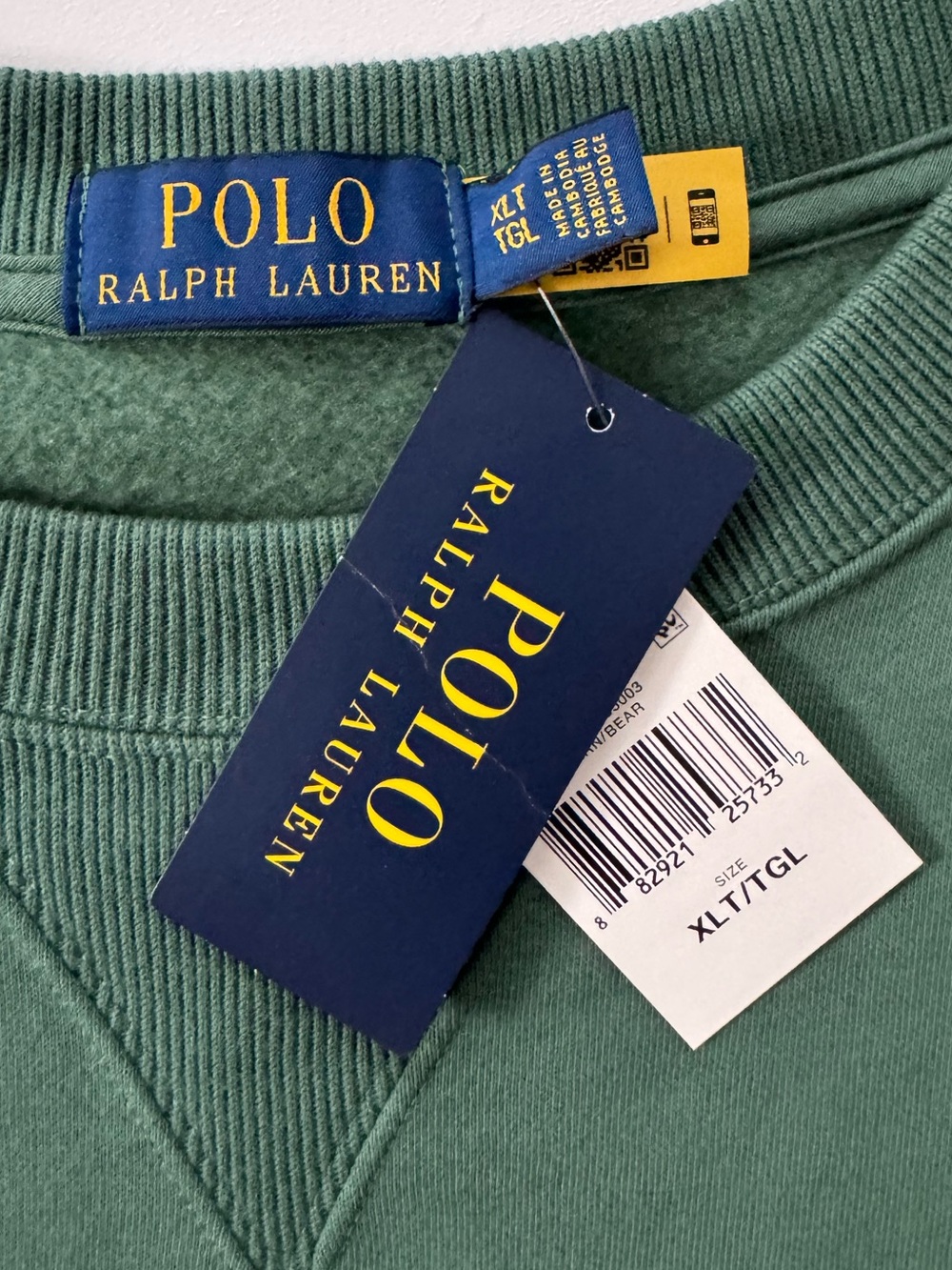 Polo Ralph Lauren Smart Bear Crew Sweatshirt in Green | XL TALL NWT - Picture 6 of 9